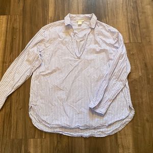 H&M classic menswear style cotton popover in blue and white stripe